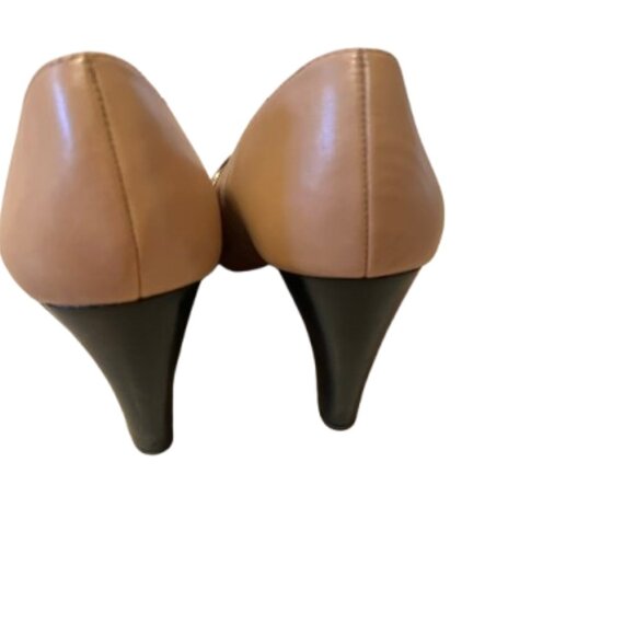 Franco Sarto Tan Wedge with Black & Gold Toe - Leather - 8.5 - Picture 4 of 6